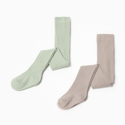 Колготки детские Крошка Я BASIC LINE, набор 2 пары, рост 62-68 см, бежевый / оливковый
