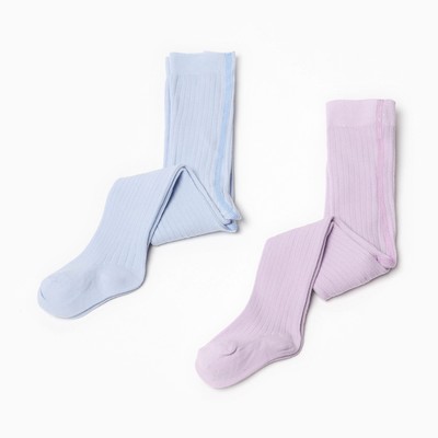 Колготки детские Крошка Я BASIC LINE, набор 2 пары, рост 62-68 см, голубой / сиреневый