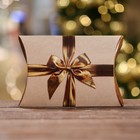 Подарочная коробка - подушка складная, золотой бант, 11×8×2 см, набор 10 шт. - Фото 1