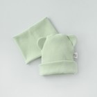 Комплект детский KinDerLitto «Пикколино», 2 предмета: шапка, снуд, возраст 0-3 месяцев, цвет оливковый - фото 300884258
