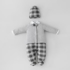 Комплект для мальчика KinDerLitto «Юный джентльмен-2», 2 предмета: комбинезон-слип, шапочка, рост 62-68 см, цвет серый меланж - Фото 1
