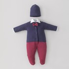 Комплект для мальчика KinDerLitto «Юный джентльмен-2», 2 предмета: комбинезон-слип, шапочка, рост 50-56 см, цвет тёмно-синий - фото 301032039