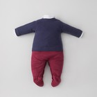 Комплект для мальчика KinDerLitto «Юный джентльмен-2», 2 предмета: комбинезон-слип, шапочка, рост 56-62 см, цвет тёмно-синий - Фото 2