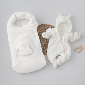 Комплект на выписку зимний KinDerLitto «Домовёнок», 5 предметов, рост 56-62 см, цвет молоко