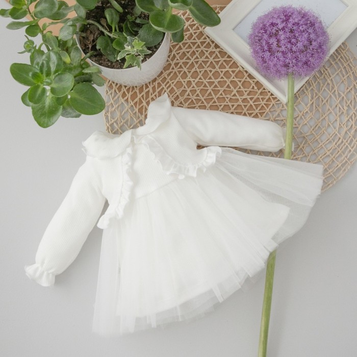 Платье для девочки KinDerLitto «Грета», рост 62-68 см, цвет молочный