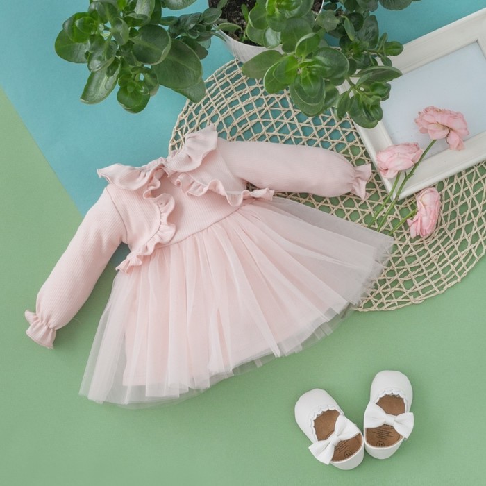 Платье для девочки KinDerLitto «Грета», рост 80-86 см, цвет пудра - Фото 1