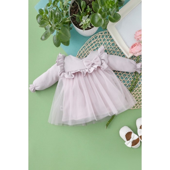 Платье для девочки KinDerLitto «Прованс», рост 56-62 см, цвет пыльная сирень - Фото 1