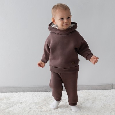 Костюм детский спортивный KinDerLitto «Оверсайз», 2 предмета: худи, штаны, рост 74-80 см, цвет шоколад