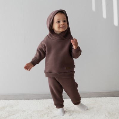 Костюм детский спортивный KinDerLitto «Оверсайз», 2 предмета: худи, штаны, рост 74-80 см, цвет шоколад