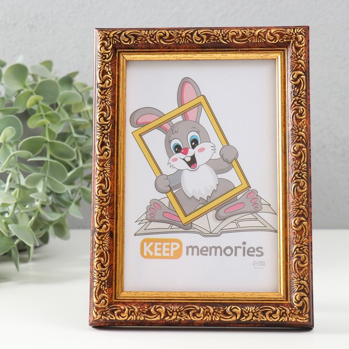 Фоторамка пластик "Винтаж" 10х15 см, карельская береза - Фото 1