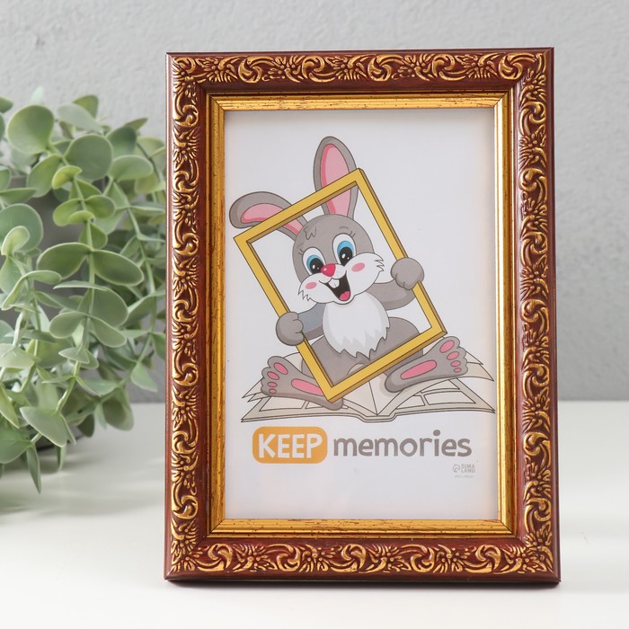 Фоторамка пластик "Винтаж" 10х15 см, красное дерево - Фото 1