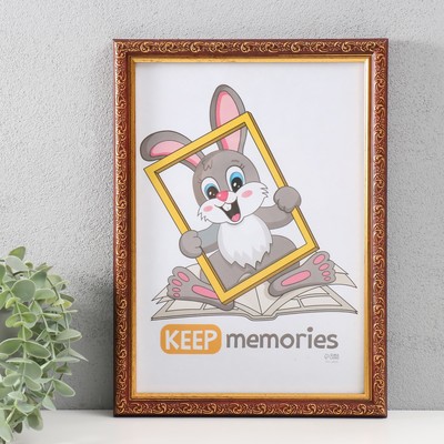 Фоторамка пластик "Винтаж" 21х30 см, красное дерево