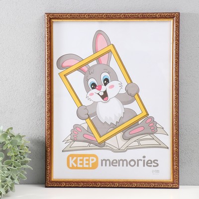 Фоторамка пластик "Винтаж" 30х40 см, красное дерево