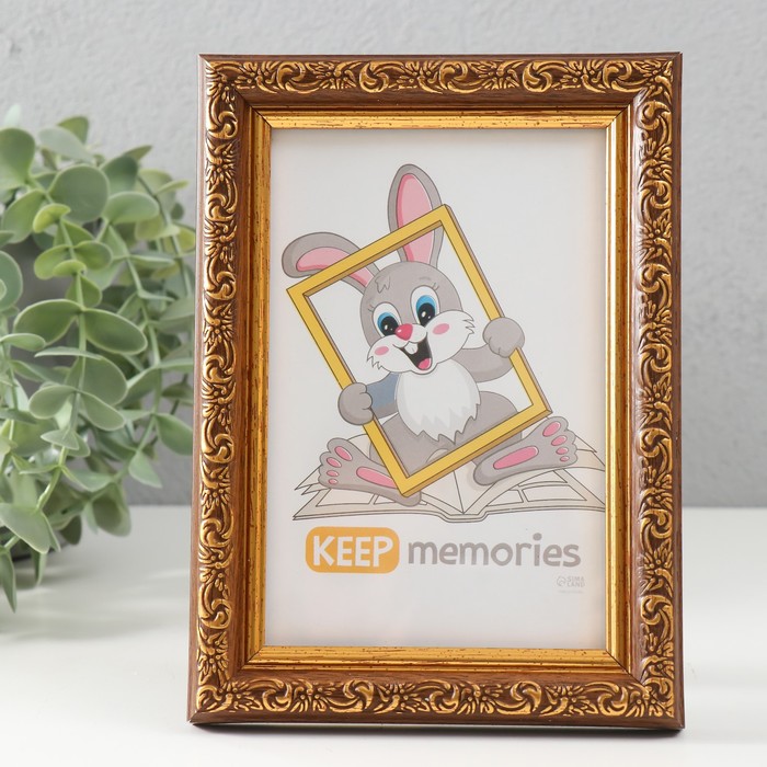 Фоторамка пластик "Винтаж" 10х15 см, бук - Фото 1