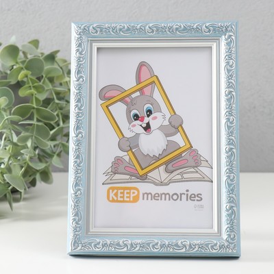 Фоторамка пластик "Винтаж" 10х15 см, голубой (стекло)