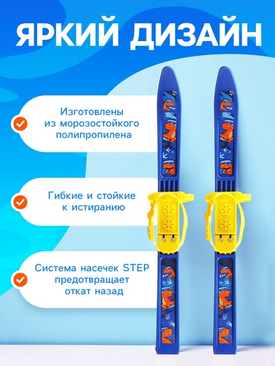 Комплект лыжный детский Snow Cat: лыжи 66 см, палки 75 см