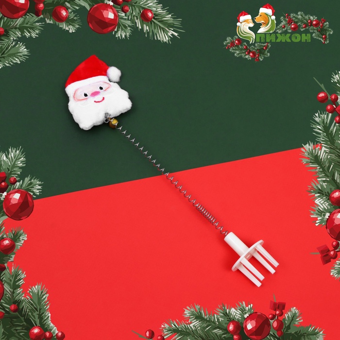 Игрушка-дразнилка для кошек с креплением на когтеточку «Дед мороз» - Фото 1