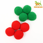 Набор плюшевых шариков для кошек, 8 шт, зелёный/красный - Фото 1