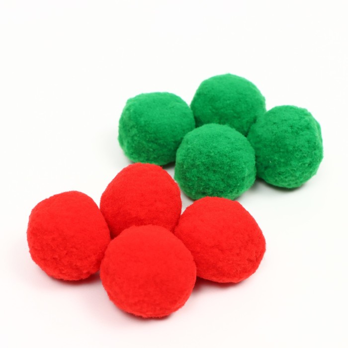 Набор плюшевых шариков "Новогодний Бум", 8 шт, зелёный/красный