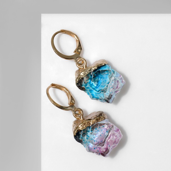 Серьги «Камни» градиент, цвет сине-фиолетовый в золоте