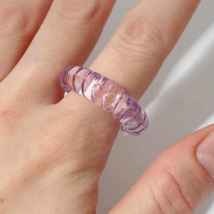 Кольцо пластик "Пружинка", цвет фиолетовый, 17 размер