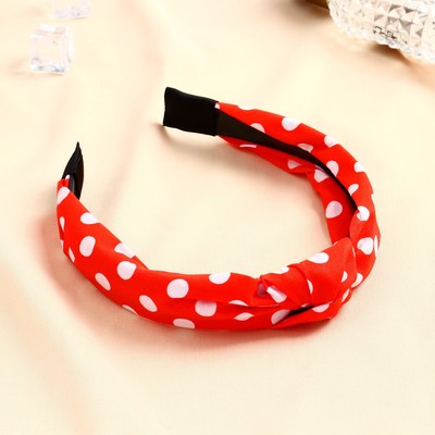 Ободок для волос QF «Амата», крупный горох, 3 см, красно-белый