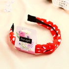 Ободок для волос QF «Амата», крупный горох, 3 см, красно-белый - Фото 2