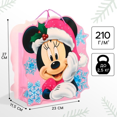 Пакет подарочный новогодний подарочный, 23×27×11.5 см, упаковка, Минни Маус