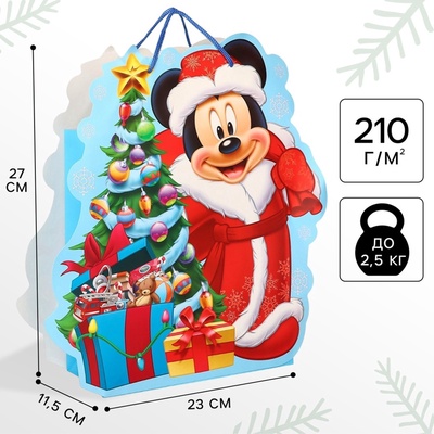 Пакет подарочный новогодний подарочный, 23×27×11.5 см, упаковка, Микки Маус