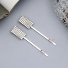 Невидимки для волос «Вивьен», набор 2 шт., камни классика, 5 см, серебро - Фото 1