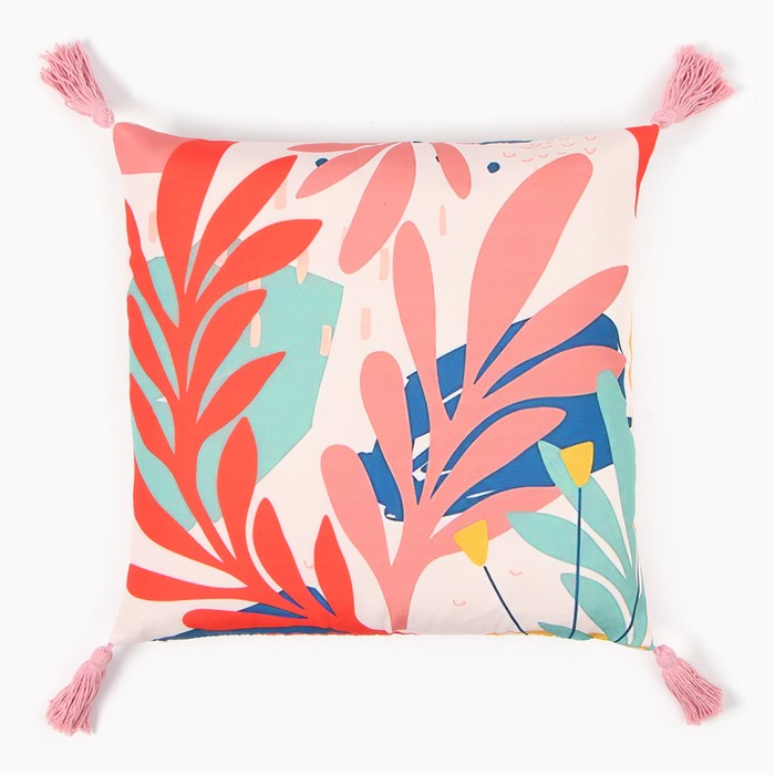 Наволочка декоративная с кисточками «Этель» Herb, 45×45 см - Фото 1