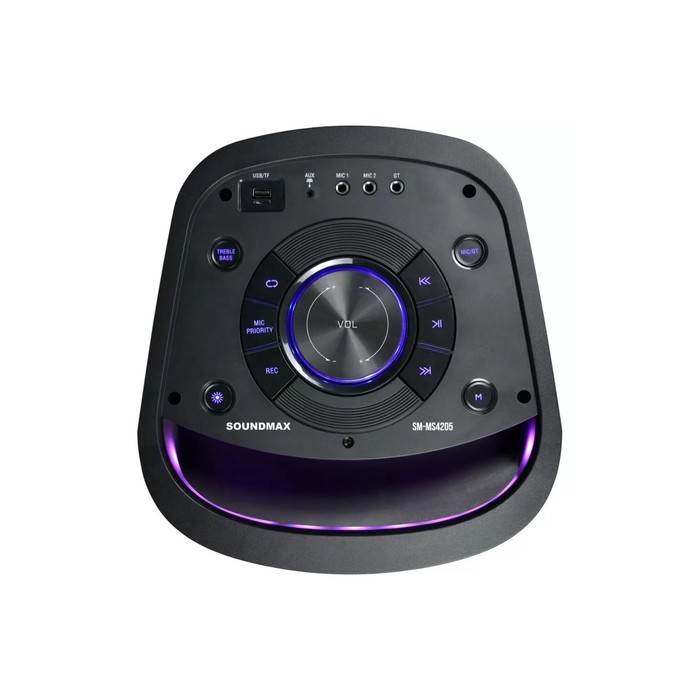 Портативная караоке система Soundmax SM-MS4205, 140 Вт, FM, AUX, USB, BT, SD, чёрная - фото 51479612