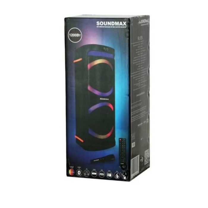 Портативная караоке система Soundmax SM-MS4206, 120 Вт, FM, AUX, USB, BT, SD, чёрная - фото 51479632