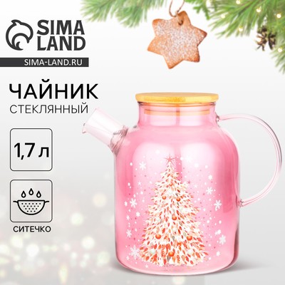 Чайник заварочный с бамбуковой крышкой «Розовая сказка», 1700 мл