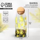 Банка стеклянная для хранения сыпучих продуктов и круп «Нежная мимоза», 1000 мл - Фото 1