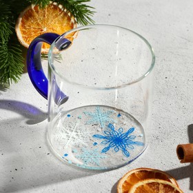 Новый год. Кружка новогодняя стеклянная «Снежинки», 350 мл