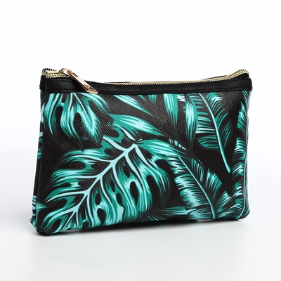 Набор косметичек 2 в 1 на молниях, чёрный/зелёный