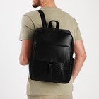 Рюкзак мужской на молнии, 3 наружных кармана, цвет чёрный - фото 11804751