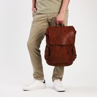 Рюкзак мужской на молнии, 4 наружных кармана, цвет коричневый - фото 23445377