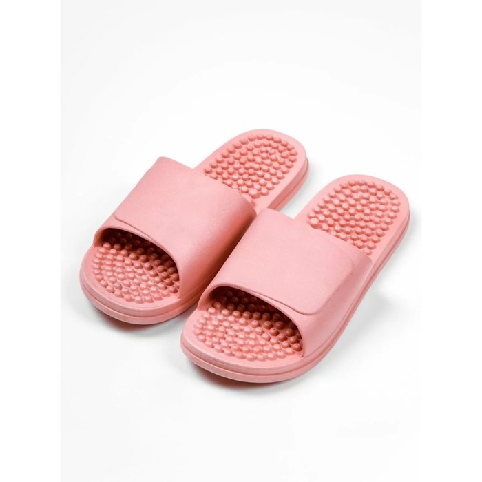 Тапочки с массажным эффектом, открытый нос, размер 42-43, цвет розовый - Фото 1