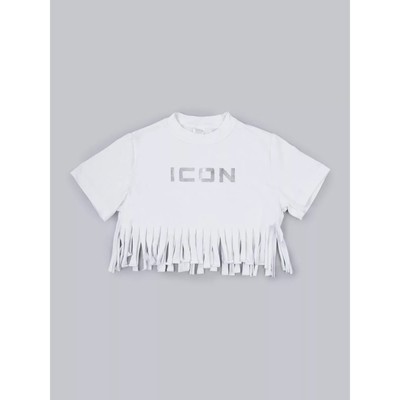 Футболка для девочки укороченная Amarobaby Icon, рост 128 см, цвет белый