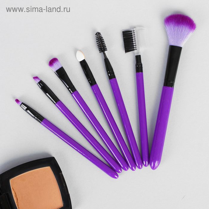 Набор кистей для макияжа, 7 предметов, цвета МИКС - Фото 1