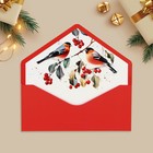 Конверт подарочный «Новогодних чудес», снегири, софт тач, тиснение, 19 х 9.2 см - Фото 4