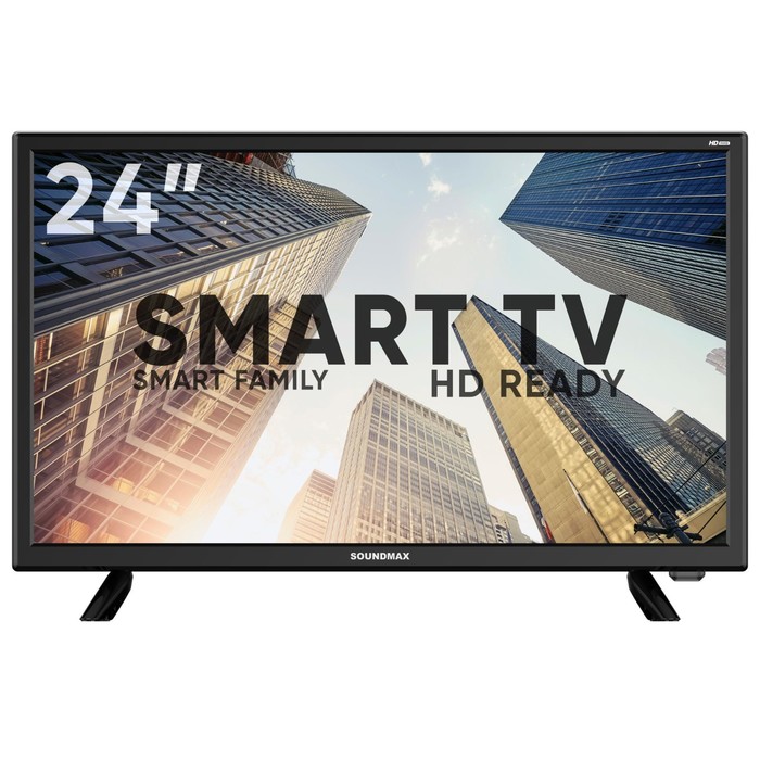 Телевизор Soundmax SM-LED24M06S, 24", 1366x768, DVB-T2/C/S2, HDMI 2, USB 2, SmartTV, черный - Фото 1