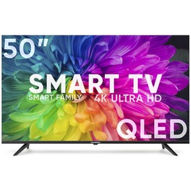 Телевизор Soundmax SM-QLED50T2SU, 50", 3840x2160, DVB/T2/C/S2,HDMI 2,USB 2, SmartTV, чёрный