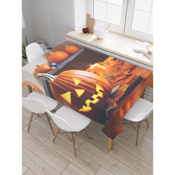 Скатерть на стол «Зловещая тыковка», прямоугольная, сатен, размер 145х180 см