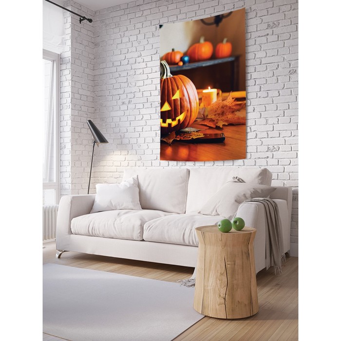 Декоративное панно с фотопечатью «Зловещая тыковка», вертикальное, размер 100х150 см - Фото 1