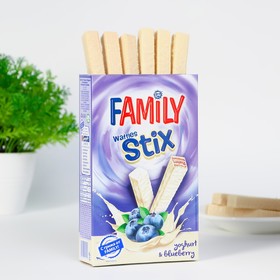 Вафельные палочки FAMILY STIX с черничным йогуртом в шоколаде, 155 г