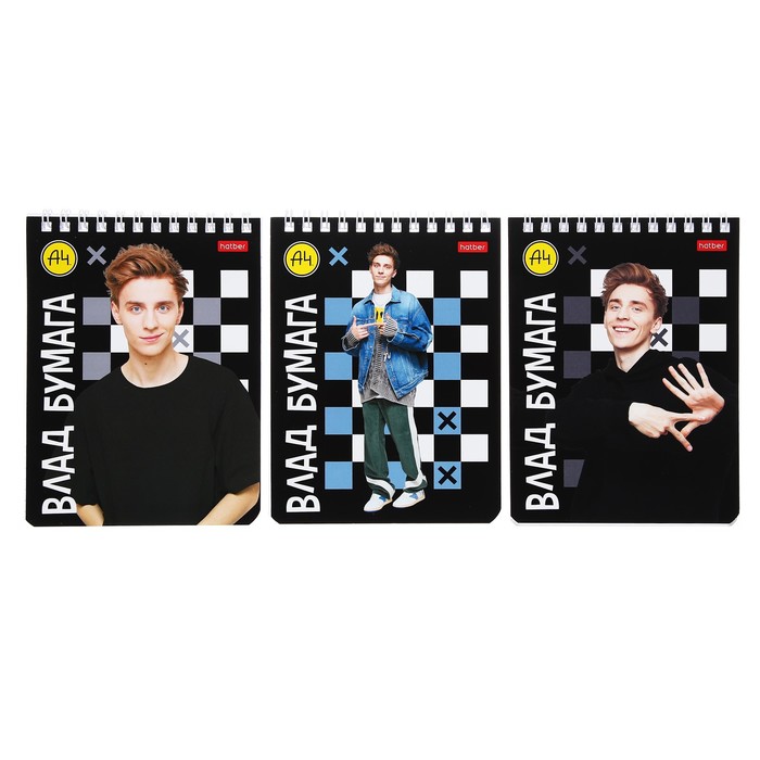 Блокнот «Влад А4», А6, 40 листов, на гребне, обложка из мелованного картона, УФ-лак, плотность 60 г/м², МИКС - Фото 1