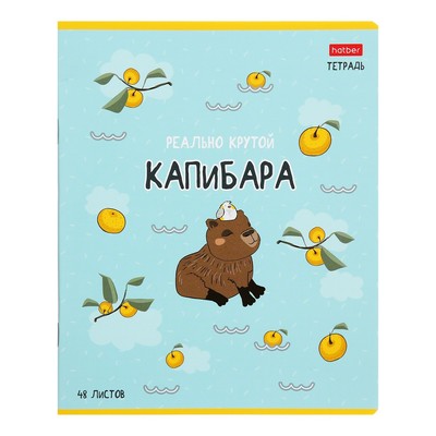 Тетрадь 48 листов в клетку «Реально крутой Капибара», обложка мелованный картон, блок 65 г/м², 5 В МИКС